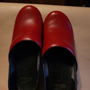 Dansko Women's Red Leather Clogs